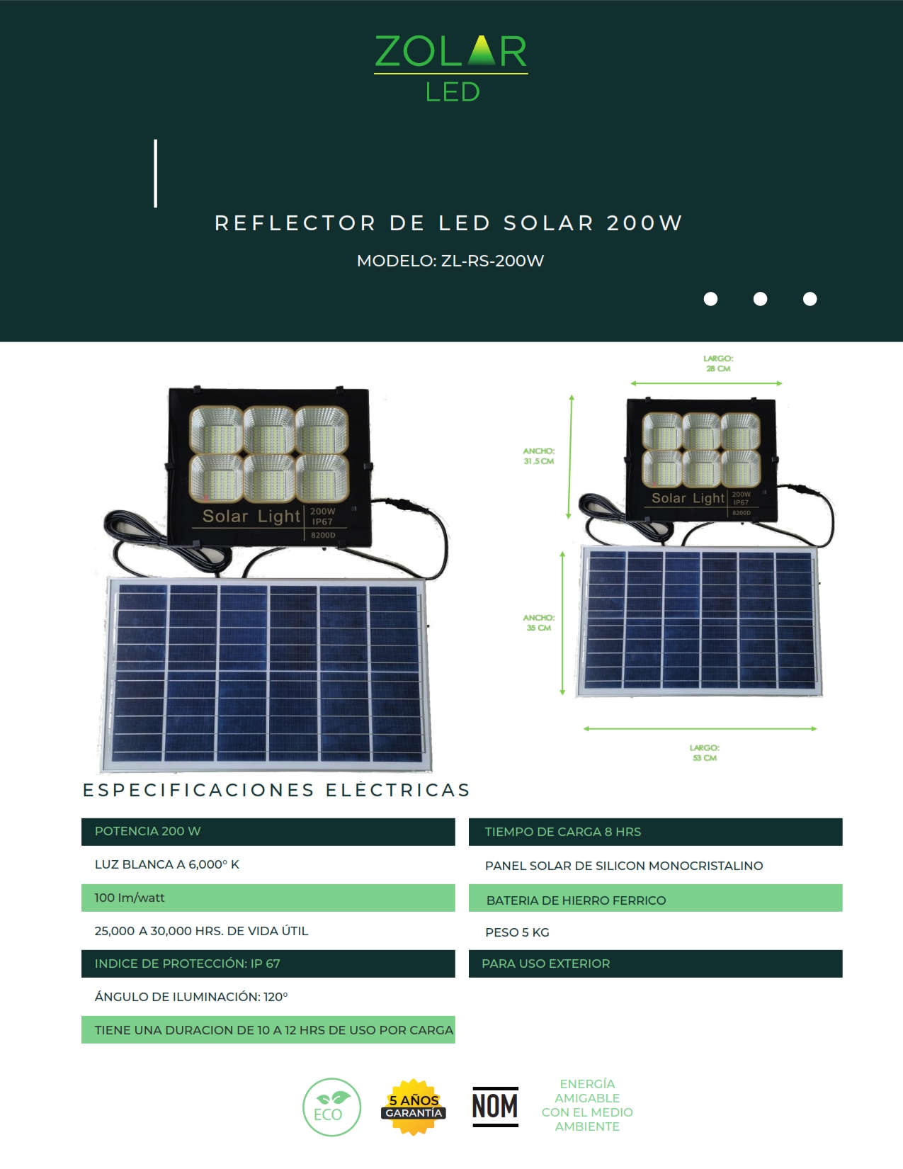 Reflector De Led Solar W Zl Rs W Le N Iluminaci N